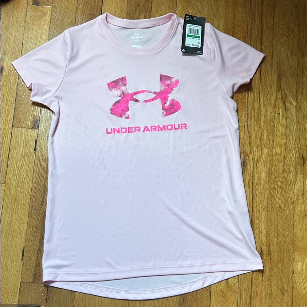 Under Armour Light Pink Graphic Tee Girls Size YL NWT